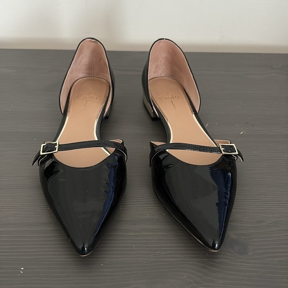 Linea Paolo Demi D'Orsay Flat Pointed Toe Black Patent Leather Size 9.5 - Picture 3 of 11